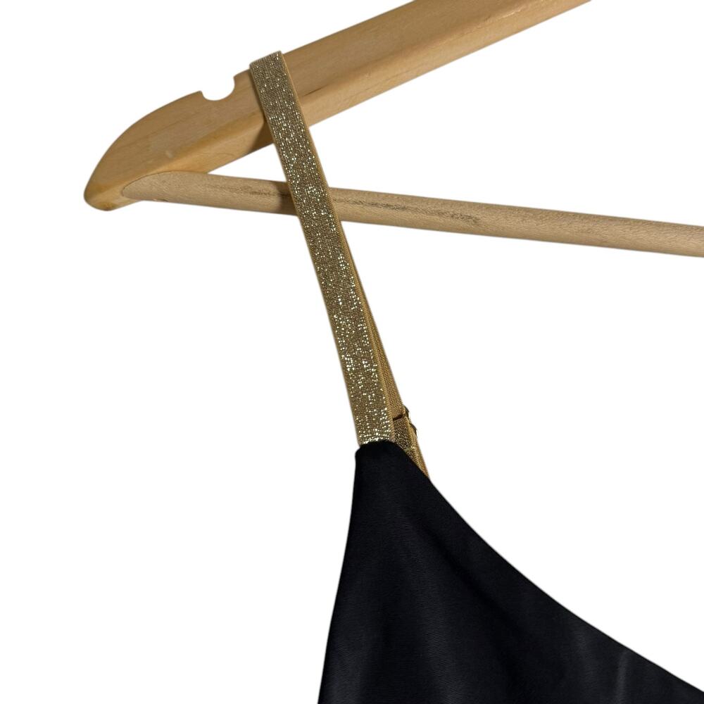 Beach Riot Leslie Black Cut Out Gold Metallic Trim One Piece Swimsuit Size Large - Picture 7 of 10